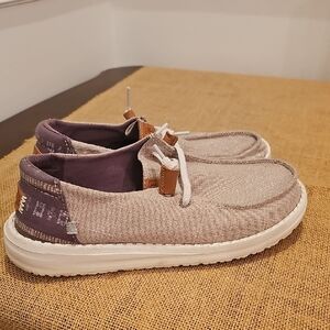 Hey DUDE Casual Sparkly Beige and Mauve Shoes